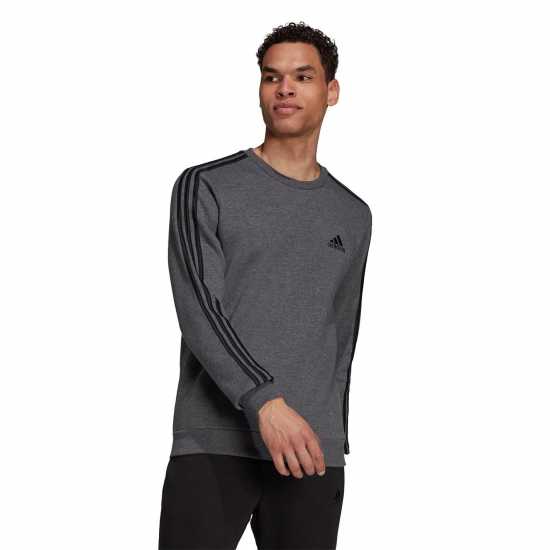 Adidas Мъжка Блуза Полар Essentials 3-Stripes Fleece Sweatshirt Mens Тъмно сиво Мъжки горнища на анцуг