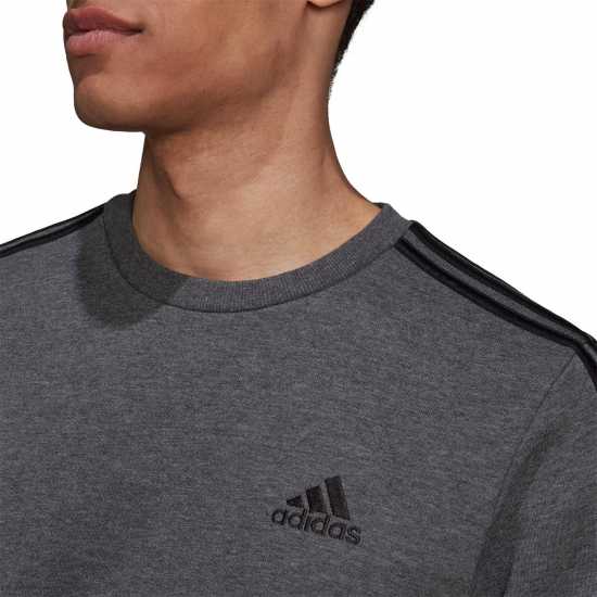 Adidas Мъжка Блуза Полар Essentials 3-Stripes Fleece Sweatshirt Mens Тъмно сиво Мъжки горнища на анцуг