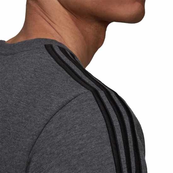 Adidas Mens Crew 3-Stripes Pullover Sweatshirt Dark Grey - Мъжко облекло за едри хора