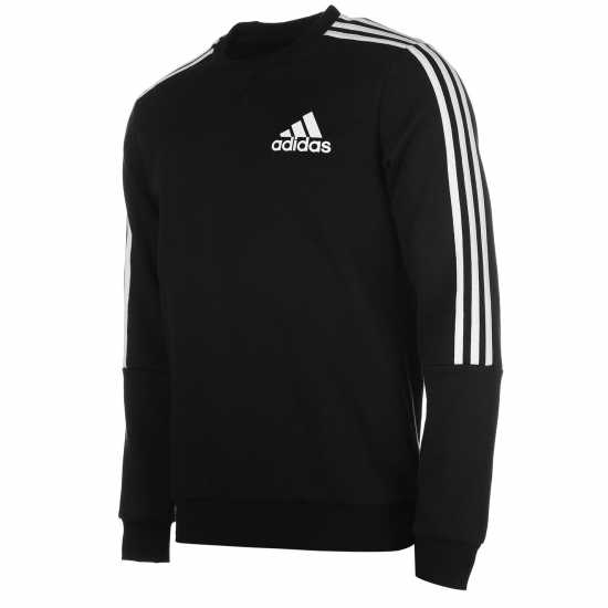 Adidas Мъжка Блуза Полар Essentials 3-Stripes Fleece Sweatshirt Mens Черно/Бяло Мъжки горнища на анцуг