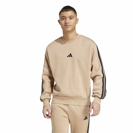 Мъжки горнища на анцуг Adidas Мъжка Блуза Полар Essentials 3-Stripes Fleece Sweatshirt Mens Sandst/Black Adidas Мъжка Блуза Полар Essentials 3-Stripes Fleece Sweatshirt Mens Sandst/Black Мъжки горнища на анцуг