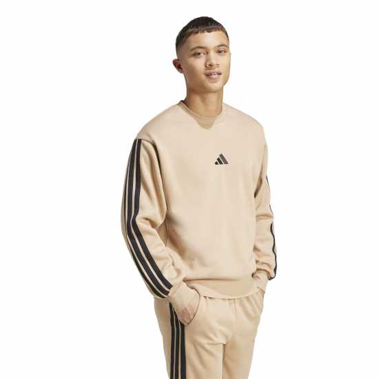 Мъжки горнища на анцуг Adidas Мъжка Блуза Полар Essentials 3-Stripes Fleece Sweatshirt Mens Sandst/Black Adidas Мъжка Блуза Полар Essentials 3-Stripes Fleece Sweatshirt Mens Sandst/Black Мъжки горнища на анцуг