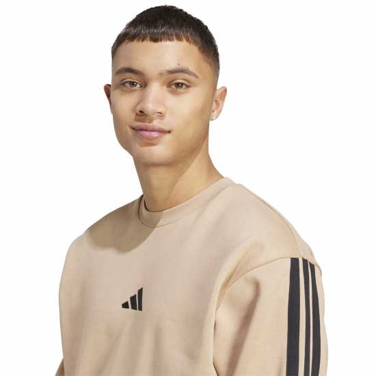 Мъжки горнища на анцуг Adidas Мъжка Блуза Полар Essentials 3-Stripes Fleece Sweatshirt Mens Sandst/Black Adidas Мъжка Блуза Полар Essentials 3-Stripes Fleece Sweatshirt Mens Sandst/Black Мъжки горнища на анцуг