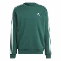 Adidas Mens Crew 3-Stripes Pullover Sweatshirt Col Green/Wht Мъжко облекло за едри хора