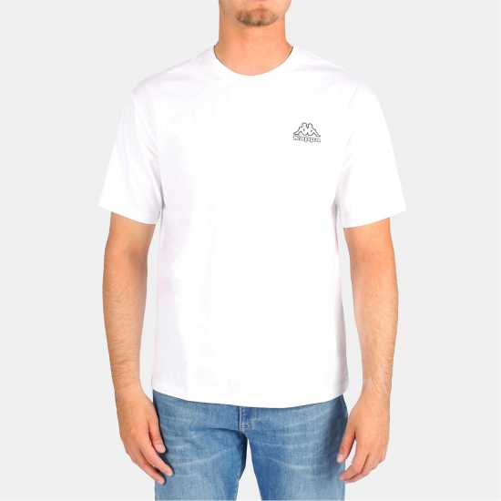 Kappa Мъжка Тениска Cotton Crew Neck T Shirt Mens White Мъжки горнища на анцуг