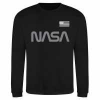 Official Мъжки Пуловер Обло Деколте Nasa Logo Crew Jumper Mens Black Мъжки горнища на анцуг