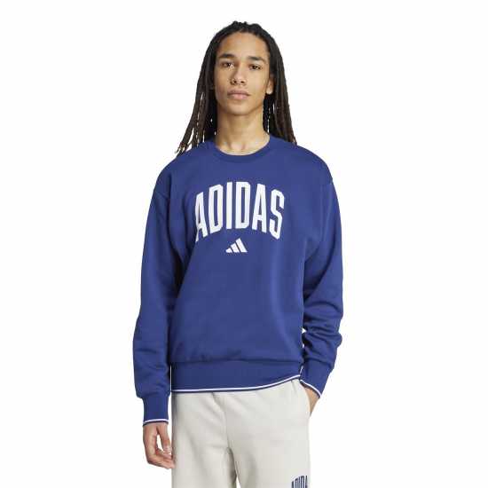 Adidas Мъжка Риза Collegiate Sweatshirt Mens Синьо/Бяло 