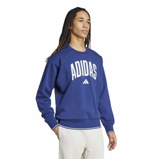 Adidas Мъжка Риза Collegiate Sweatshirt Mens Синьо/Бяло 