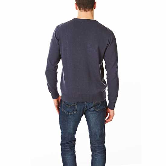 Плетен Пуловер Castle Point Point Mens Crew Neck Knitted Jumper Navy Мъжки полар