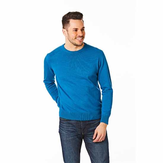 Плетен Пуловер Castle Point Point Mens Crew Neck Knitted Jumper Peacock Мъжки полар