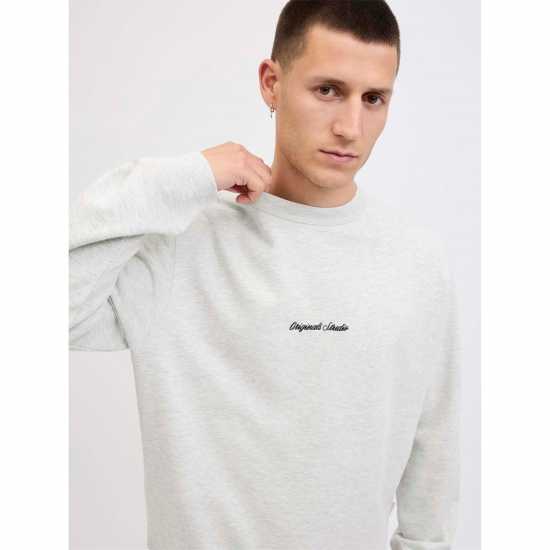 Jack And Jones Crew Sweat Mens White Melange Jack And Jones Crew Sweat Mens White Melange