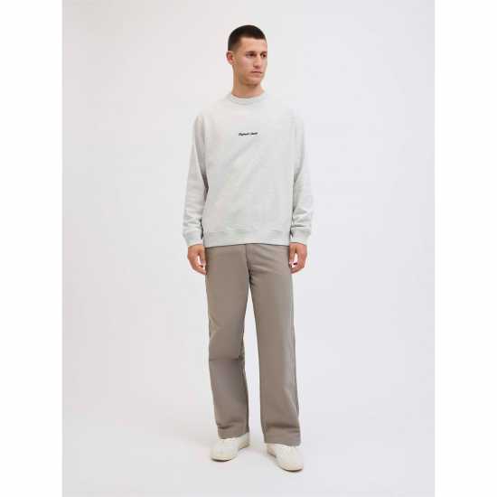 Jack And Jones Crew Sweat Mens White Melange Jack And Jones Crew Sweat Mens White Melange