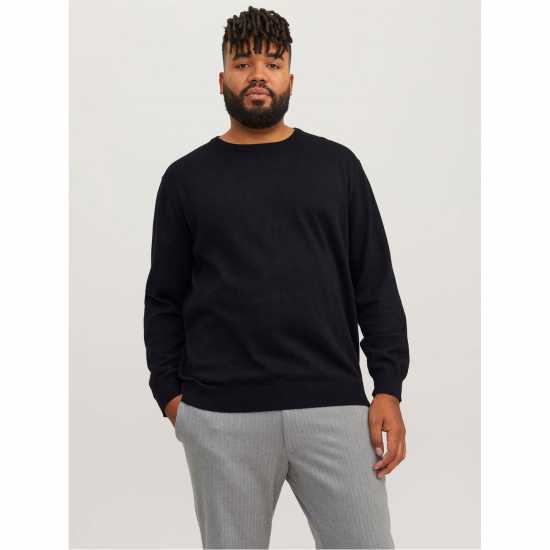Jack And Jones Jack Basic Crew Knit Plus Size Mens Black 