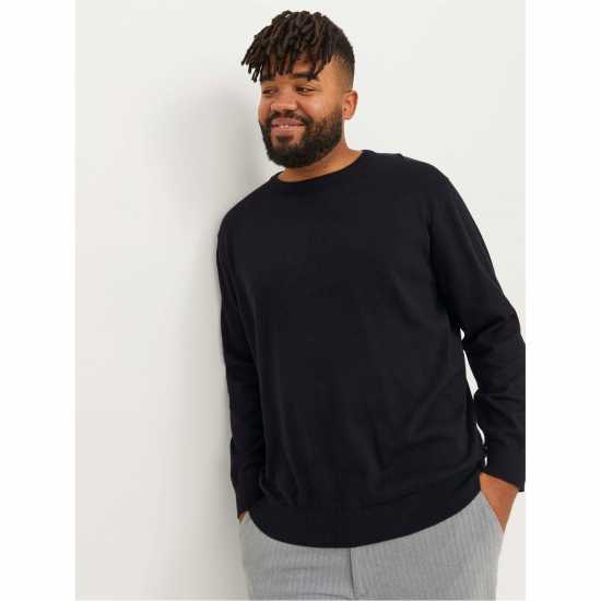 Jack And Jones Jack Basic Crew Knit Plus Size Mens Black 