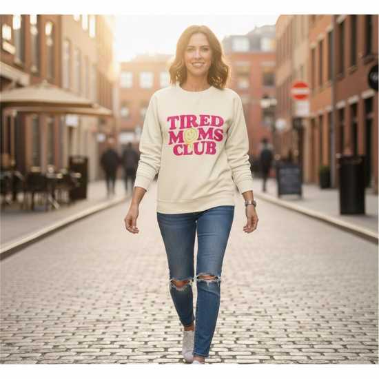 Awd Mothers Day Adult Printed Sweatshirt Tired Moms Club 