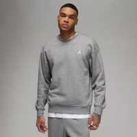 Air Jordan Essentials Men's Fleece Crew Carbon/White Мъжко облекло за едри хора