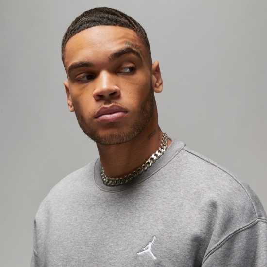 Air Jordan Essentials Men's Fleece Crew Carbon/White Мъжки горнища на анцуг