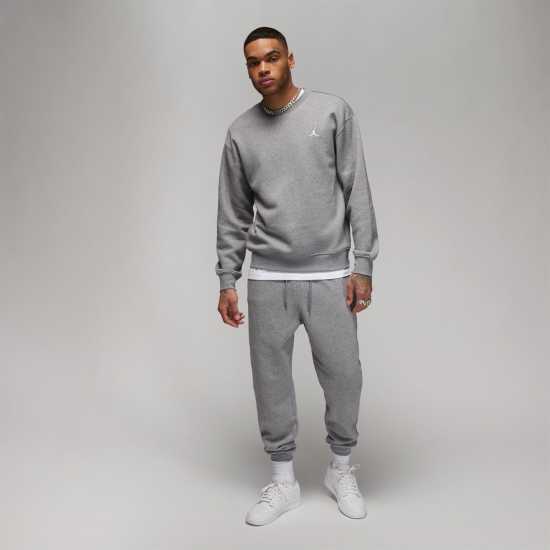 Air Jordan Essentials Men's Fleece Crew Carbon/White Мъжки горнища на анцуг