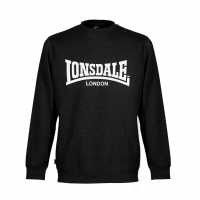 Lonsdale Мъжки Пуловер Обло Деколте Essential Crew Sweater Mens Black Мъжко облекло за едри хора