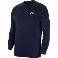 Мъжки Пуловер Обло Деколте Nike Nsw Club Crew Sweater Mens Mdnt Navy/White Мъжко облекло за едри хора