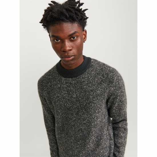 Плетен Пуловер Jack And Jones Space Crew Neck Knitted Jumper Mens Черно Мъжки пуловери и жилетки