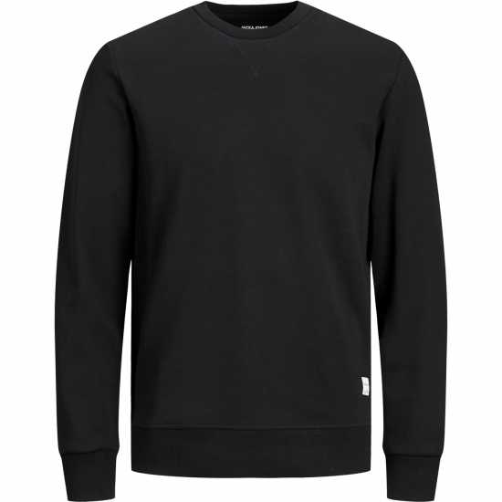 Jack And Jones Мъжки Пуловер Обло Деколте Crew Sweater Mens Black Мъжко облекло за едри хора