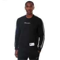 Champion Crew Sweat Sn99 Black Мъжко облекло за едри хора