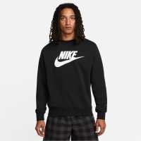 Nike Sportswear Club Fleece Men's Graphic Crew Sweater Black Мъжко облекло за едри хора