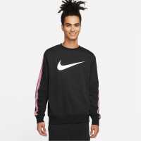 Nike Sportswear Repeat Men's Fleece Sweatshirt Black/Pink Мъжко облекло за едри хора
