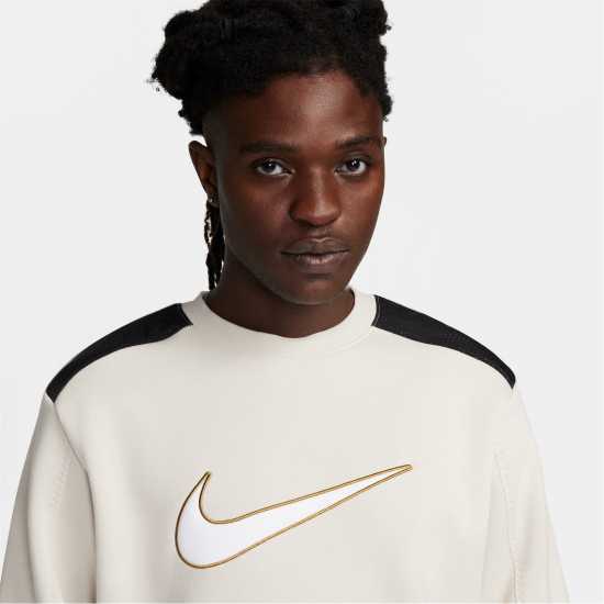 Nike Fleece Crewneck Jumper Cream/Black Мъжко облекло за едри хора