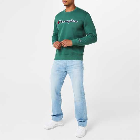 Champion Logo Sweatshirt Green GS568 Мъжко облекло за едри хора