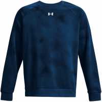 Under Armour Мъжка Блуза Обло Деколте Armour Ua Rival Fleece Printed Crew Sweatshirt Mens Varsity Blue Мъжко облекло за едри хора