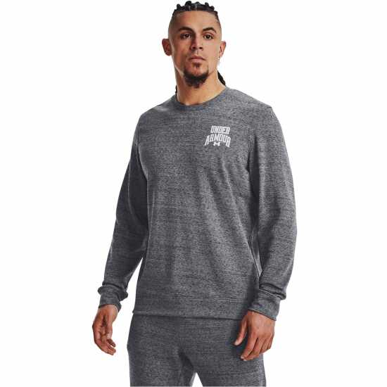 Under Armour Rival Terry Graphic Crew Pitch Gray Full Мъжко облекло за едри хора