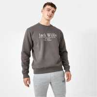 Блуза Обло Деколте Jack Wills Belvue Graphic Logo Crew Neck Sweatshirt Slate Мъжко облекло за едри хора