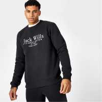 Мъжка Риза Jack Wills Belvue Logo Sweatshirt Mens Черно Мъжки горнища на анцуг