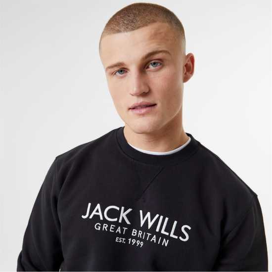 Мъжка Риза Jack Wills Belvue Logo Sweatshirt Mens Черно Мъжки горнища на анцуг
