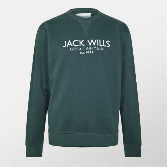 Мъжка Риза Jack Wills Belvue Logo Sweatshirt Mens Dark Pine Мъжки горнища на анцуг