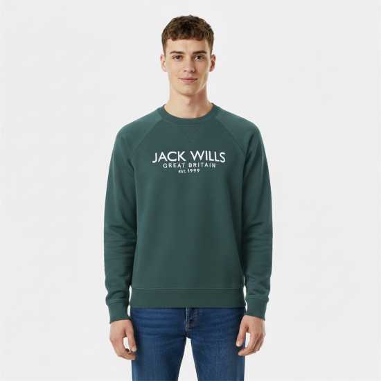 Мъжки горнища на анцуг Мъжка Риза Jack Wills Belvue Logo Sweatshirt Mens Dark Pine Мъжка Риза Jack Wills Belvue Logo Sweatshirt Mens Dark Pine Мъжки горнища на анцуг