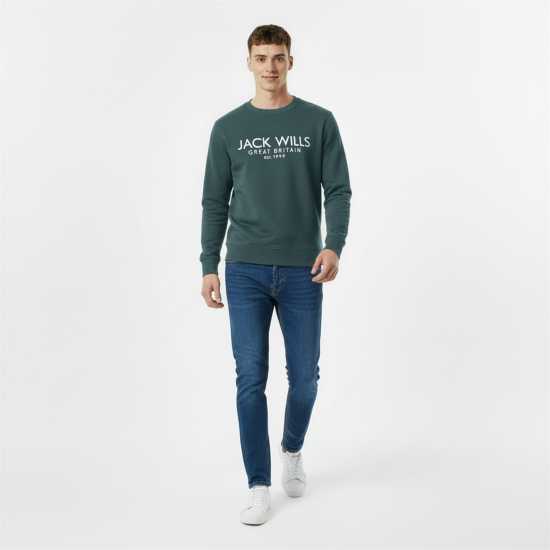 Мъжки горнища на анцуг Мъжка Риза Jack Wills Belvue Logo Sweatshirt Mens Dark Pine Мъжка Риза Jack Wills Belvue Logo Sweatshirt Mens Dark Pine Мъжки горнища на анцуг