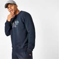 Мъжка Риза Jack Wills Belvue Logo Sweatshirt Mens Морска синьо Мъжки горнища на анцуг