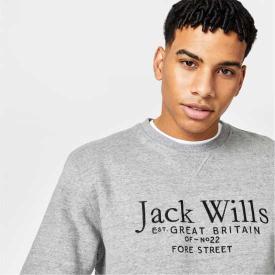 Мъжка Риза Jack Wills Belvue Logo Sweatshirt Mens Сив марл Мъжки горнища на анцуг
