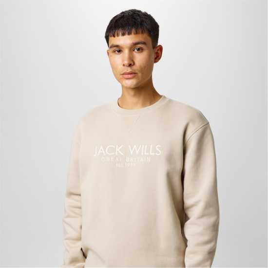 Мъжка Риза Jack Wills Belvue Logo Sweatshirt Mens Камък Мъжки горнища на анцуг
