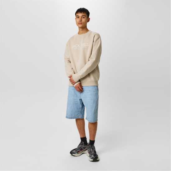 Мъжка Риза Jack Wills Belvue Logo Sweatshirt Mens Камък Мъжки горнища на анцуг