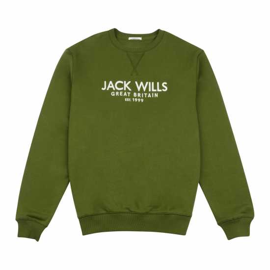 Мъжка Риза Jack Wills Belvue Logo Sweatshirt Mens Чиве Мъжки горнища на анцуг