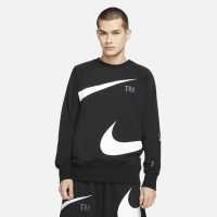 Nike Sportswear Swoosh Men's Semi-Brushed Back Fleece Sweater Black Мъжки полар