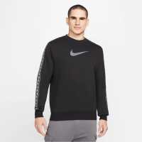 Nike Мъжки Пуловер Обло Деколте Repeat Crew Sweater Mens Black/Grey Мъжко облекло за едри хора