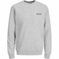 Jack And Jones Мъжки Пуловер Обло Деколте Crew Sweater Mens Grey Мъжко облекло за едри хора