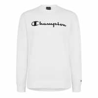 Champion Мъжки Пуловер Обло Деколте Logo Crew Sweater Mens White Мъжко облекло за едри хора