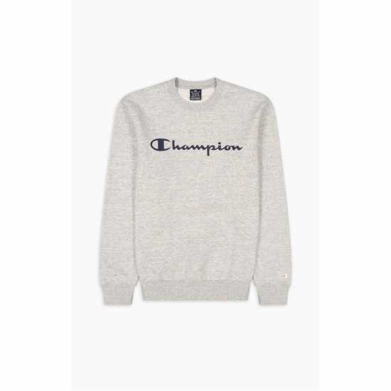Champion Мъжки Пуловер Обло Деколте Logo Crew Sweater Mens Grey NOXM Мъжко облекло за едри хора