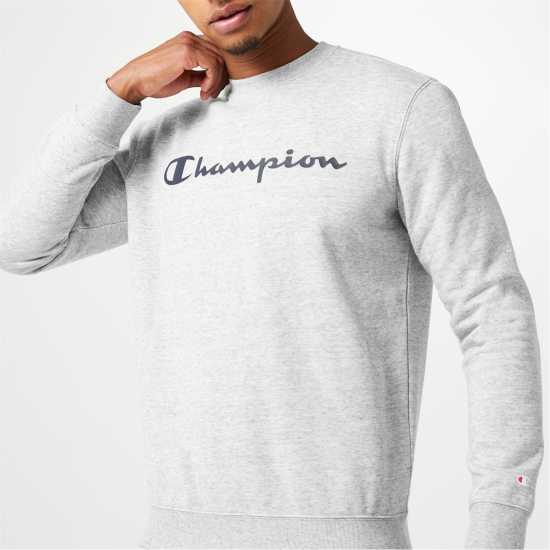 Champion Мъжки Пуловер Обло Деколте Logo Crew Sweater Mens Grey NOXM Мъжко облекло за едри хора